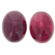 Perle olive 24x19 mm en résine translucide - Grenat marbré x1