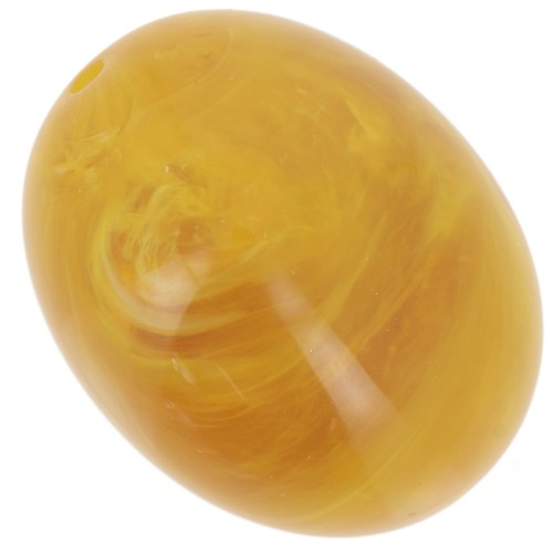 Perle olive 24x19 mm en résine translucide - Jaune miel marbré x1