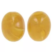Perle olive en résine translucide 24x19 mm - Jaune miel marbré x1