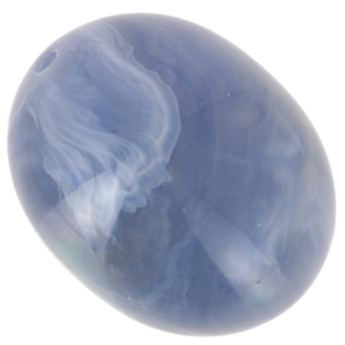 Perle olive 24x19 mm en résine translucide - Bleu gris marbré x1