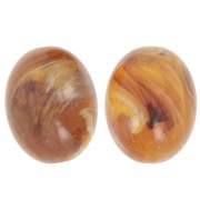 Perle olive 24x19 mm en résine translucide - Abricot marbré x1