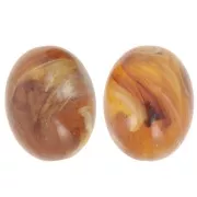 Perle olive en résine translucide 24x19 mm - Abricot marbré x1