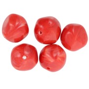 Perles rondes irrégulières 15 mm en résine opaque - Grenadine marbré x4