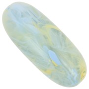 Perle olive en résine translucide 34x14 mm - Vert lichen marbré bleu - jaune x1