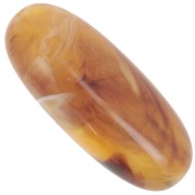 Perle olive 34x14 mm en résine translucide - Abricot marbré x1