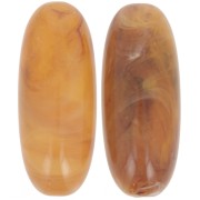 Perle olive en résine translucide 34x14 mm - Abricot marbré x1