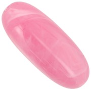 Perle olive en résine translucide 34x14 mm - Rose foncé marbré x1
