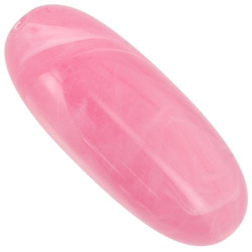 Perle olive 34x14 mm en résine translucide - Rose foncé marbré x1