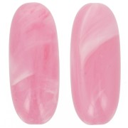 Perle olive 34x14 mm en résine translucide - Rose foncé marbré x1
