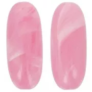 Perle olive en résine translucide 34x14 mm - Rose foncé marbré x1