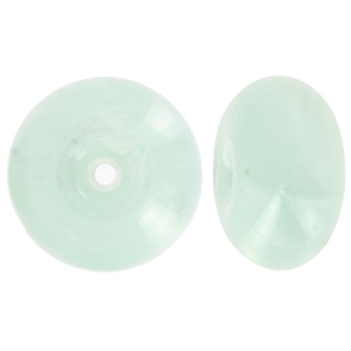 Perle rondelle en résine translucide 16 mm - Bleu givré marbré x1
