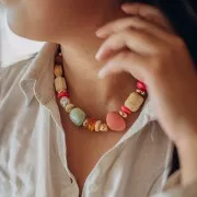 Perle rondelle en résine translucide 18x9 mm - Jaune miel marbré x1