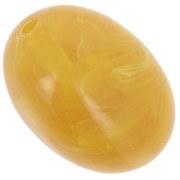 Perle olive 21x15 mm en résine translucide - Jaune miel marbré x1