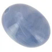 Perle olive 21x15 mm en résine translucide - Bleu gris marbré x1