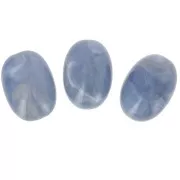 Perle olive 21x15 mm en résine translucide - Bleu gris marbré x1