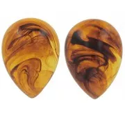 Cabochon poire 25x18 mm en résine translucide - Ambre marbré x1