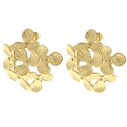 Clous d'oreilles fleurs bombé 26 mm - Acier inoxydable 304L Doré x2