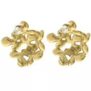 Clous d'oreilles fleurs bombé 26 mm - Acier inoxydable 304L Doré x2