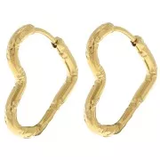 Créoles coeurs diamanté 19x16 mm - Acier inoxydable 304L Doré x2