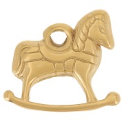 Breloque cheval à bascule 13x16 mm - Acier inoxydable 304L Doré x 1|raw }}