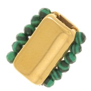 Perle rectangle 11x6 mm pour tissage de perles - Acier inoxydable 304L Doré x1