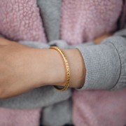 Bracelet jonc ovale martelé - 5x160 mm - Acier inoxydable 304L Doré x1