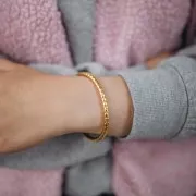 Bracelet jonc ovale martelé - 5x160 mm - Acier inoxydable 304L Doré x1