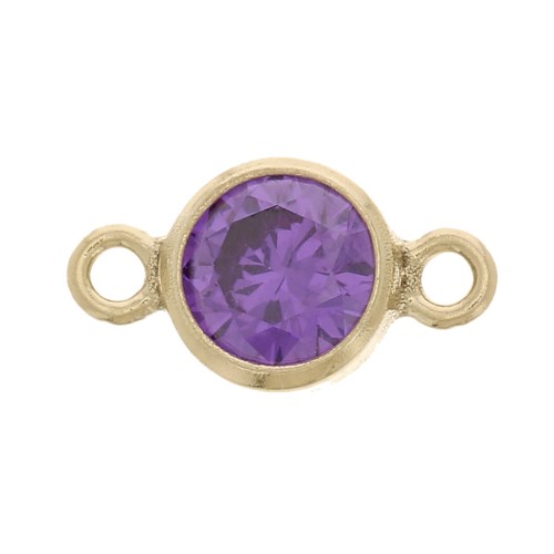 Intercalaire 2 anneaux 11x6mm Oxyde Zirconium Amethyst -Gold filled (or laminé)  x1