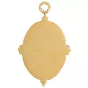 Pendentif ovale 20.5x13 mm avec résine époxy - Acier inox 304L Doré - Blanc x1