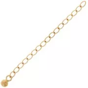 Chaînette d'extension maille Rombo 60 mm et petite boule - Acier inox 304L Doré x1