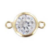 Intercalaire 2 anneaux 11x6 mm Oxyde de Zirconium - Gold filled (or laminé)  x1