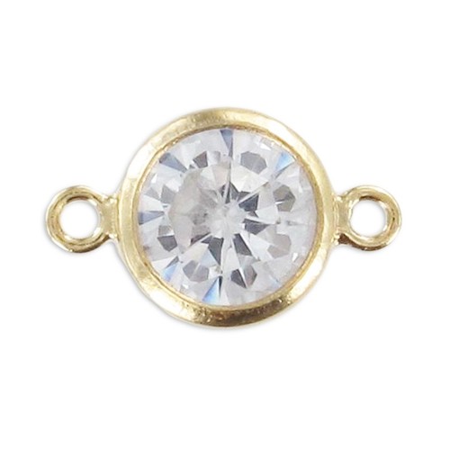 Intercalaire 2 anneaux 11x6 mm Oxyde de Zirconium - Gold filled (or laminé)  x1