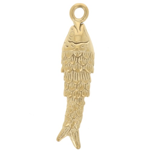 Pendentif poisson 27x6.5 mm - Acier inoxydable 304L Doré x1