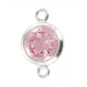 Intercalaire 2 anneaux 11x6 mm Oxyde de Zirconium Light Rose/Argent 925 x1