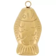 Breloque poisson 20x10.5 mm - Acier inoxydable 304L Doré x1