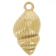 Breloque coquillage bombé 17x9 mm - Acier inoxydable 304L Doré x1