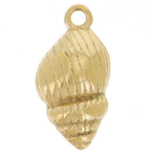 Breloque coquillage bombé 17x9 mm - Acier inoxydable 304L Doré x1