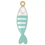 Breloque poisson rayé 18.5x5 mm en résine époxy - Acier inox 304L - Turquoise x1