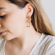 Breloque étoile 11x8.5 mm avec oxydes de zirconium - Acier inox 304L Doré x1