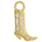 Pendentif santiag botte de cowboy 21x12 mm résine époxy Acier inox 304L Doré x1