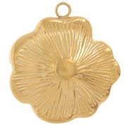 Pendentif fleur texturé 20 mm - Acier inoxydable 304L Doré x1