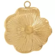 Pendentif fleur texturé 20 mm - Acier inoxydable 304L Doré x1