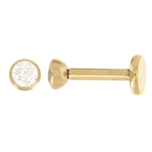 Piercing d'oreille rond 3 mm oxyde de zirconium - Acier inoxydable 316 Doré x1