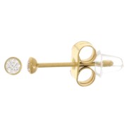 Boucles d'oreilles ronds 2.5 mm avec oxyde de zirconium - Acier inox 304L Doré x2|raw }}