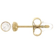 Boucles d'oreilles ronds 3.5 mm avec oxyde de zirconium - Acier inox 304L Doré x2