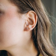 Boucles d'oreilles ronds 3.5 mm avec oxyde de zirconium - Acier inox 304L Doré x2