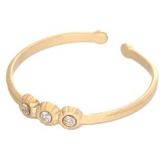 Bague fine T53 à T62 - 3 oxydes de zirconium - Acier inox 316L Doré - Crystal x1