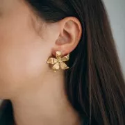 Clous d'oreilles fleur 29x31 mm - Acier inoxydable 304L Doré x2