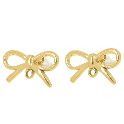 Clous d'oreilles noeud 11x20 mm - Acier inoxydable 304L Doré x2