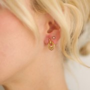 Boucles d'oreilles ovales 15x9 mm oxyde de zirconium - Acier inox 304L Doré x2